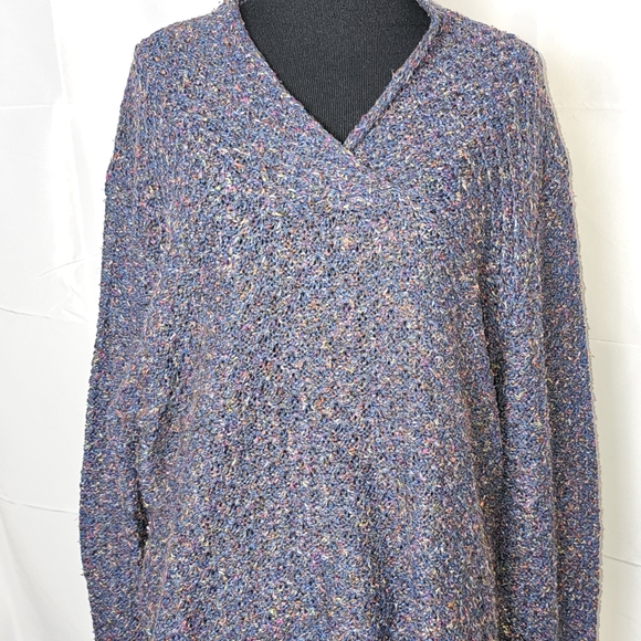 Coldwater Creek XL Cotton Blend VNeck Muticolored Purple Sweater - Picture 1 of 6